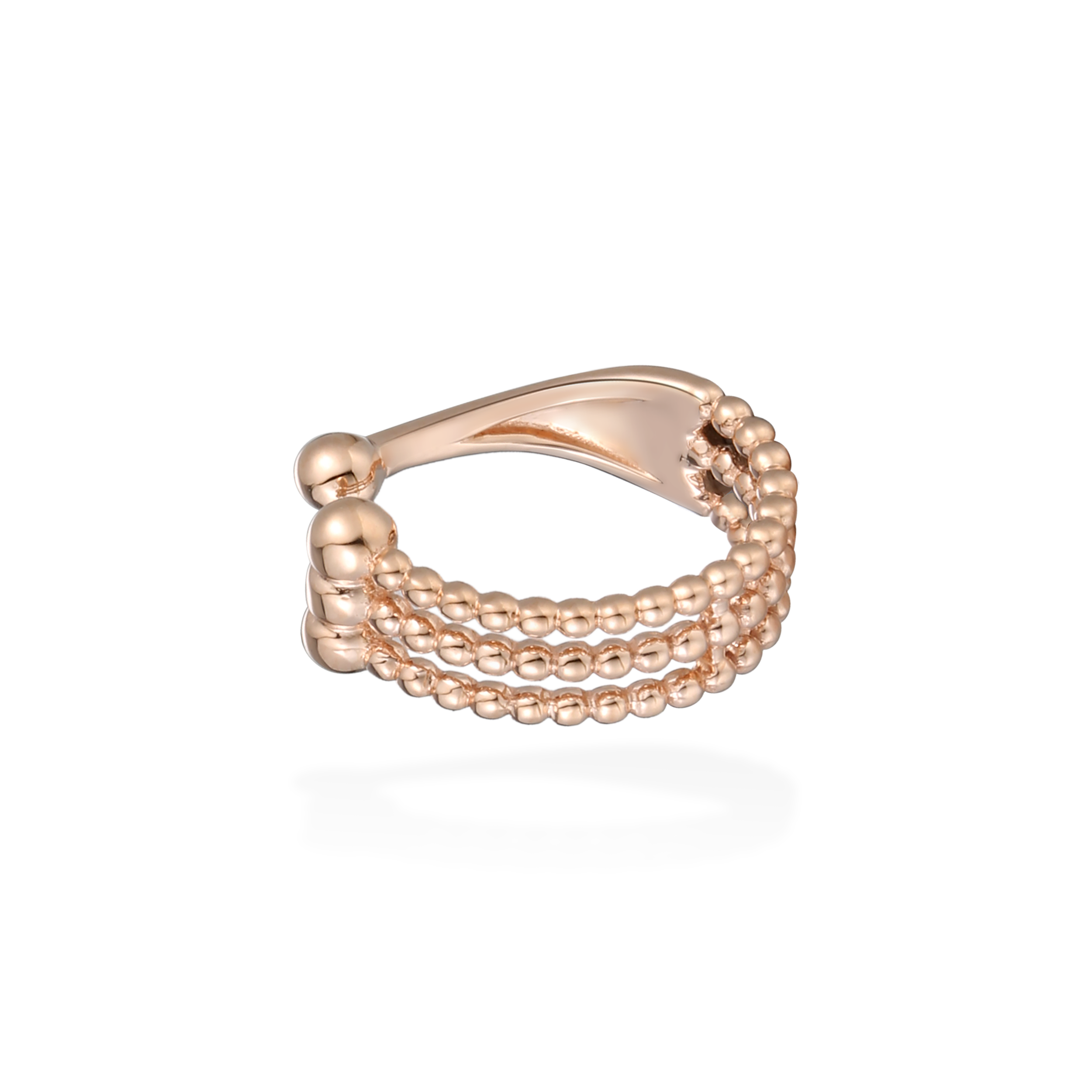 Three-row beads ear cuff
